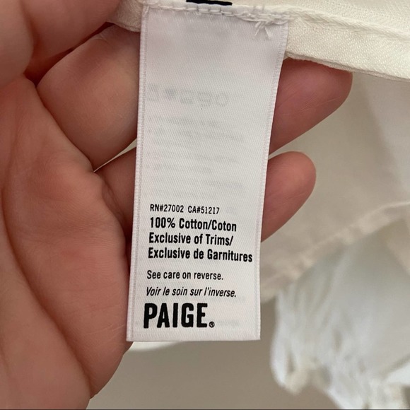 New Paige Tailynn White Long Sleeve Peasent Style Boho Blouse Size Large - Picture 11 of 16